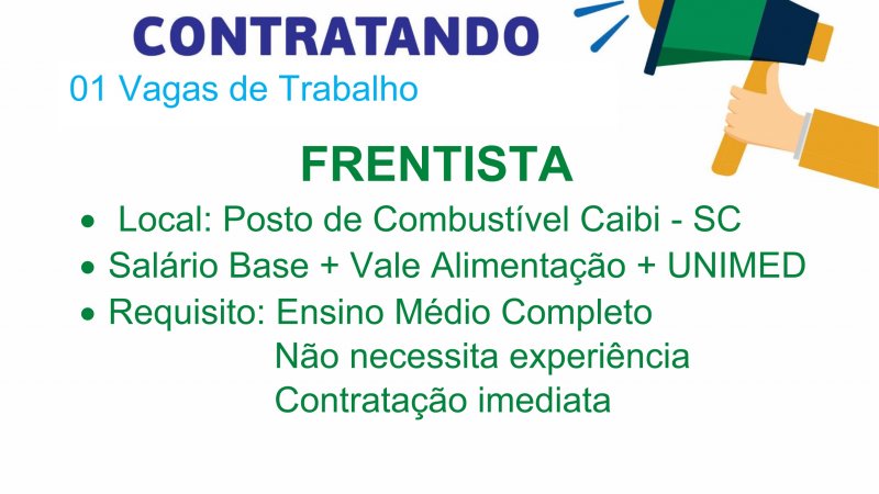 Vaga de emprego para o Posto de Combustíveis de Caibi