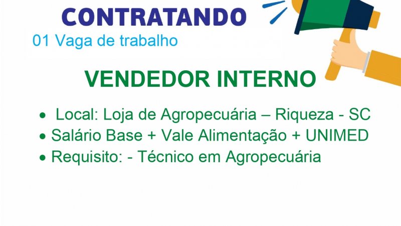 VAGA DE EMPREGO PARA A UNIDADE DE RIQUEZA