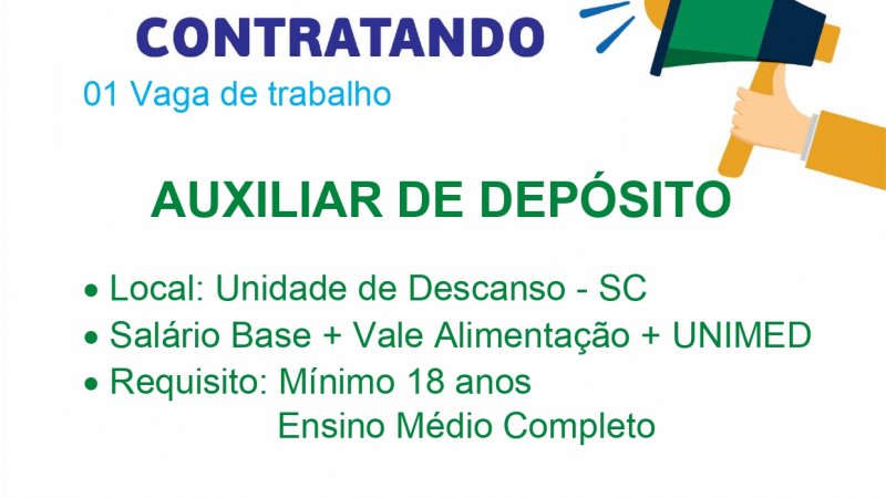 VAGA DE EMPREGO PARA UNIDADE DE DESCANSO