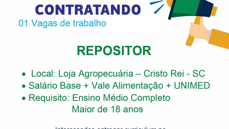 VAGA DE EMPREGO PARA CRISTO REI