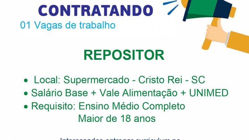 VAGA DE EMPREGO PARA A UNIDADE DE CRISTO REI