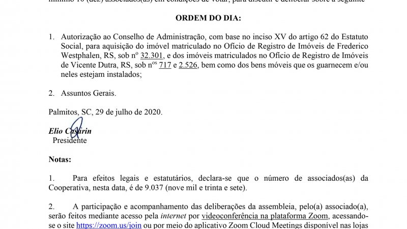 Edital de Convocação AGE 14.08.20
