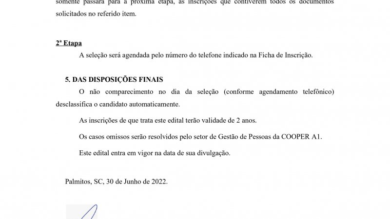EDITAL JOVEM APRENDIZ VISTA GAÚCHA/RS