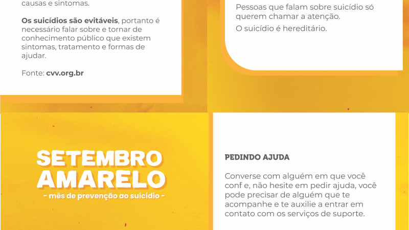 Setembro Amarelo: mês de prevenção ao suicídio