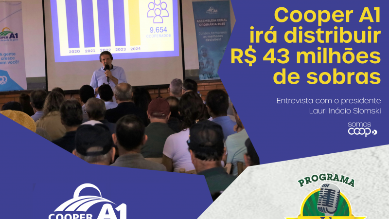 INFORMATIVO A1 22.03.25: Cooper A1 irá distribuir R$ 43 milhões de reais