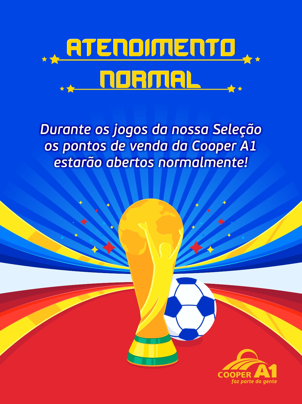 COOPER A1: atendimento normal durante os jogos da Copa do Mundo