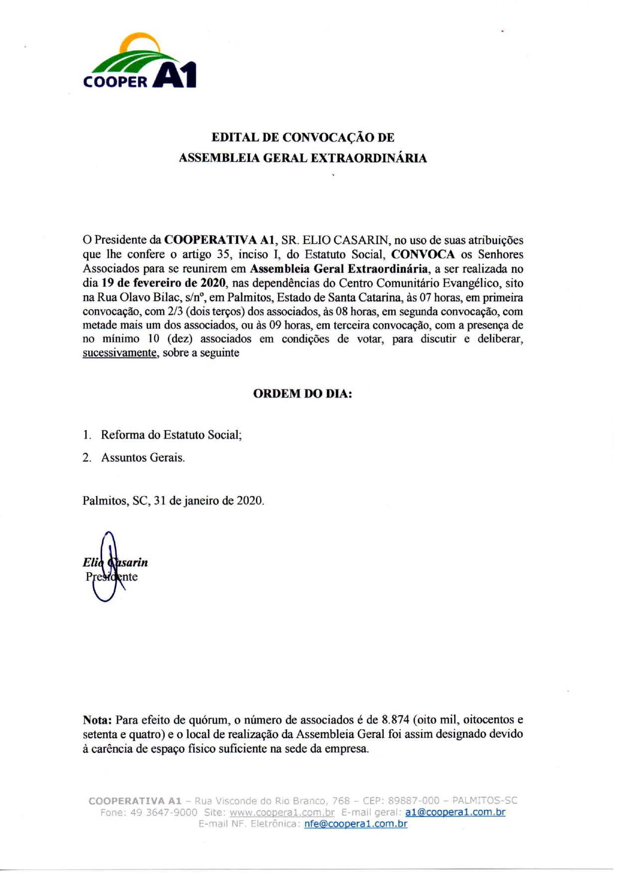 EDITAL ASSEMBLEIA GERAL EXTRAORDINÁRIA