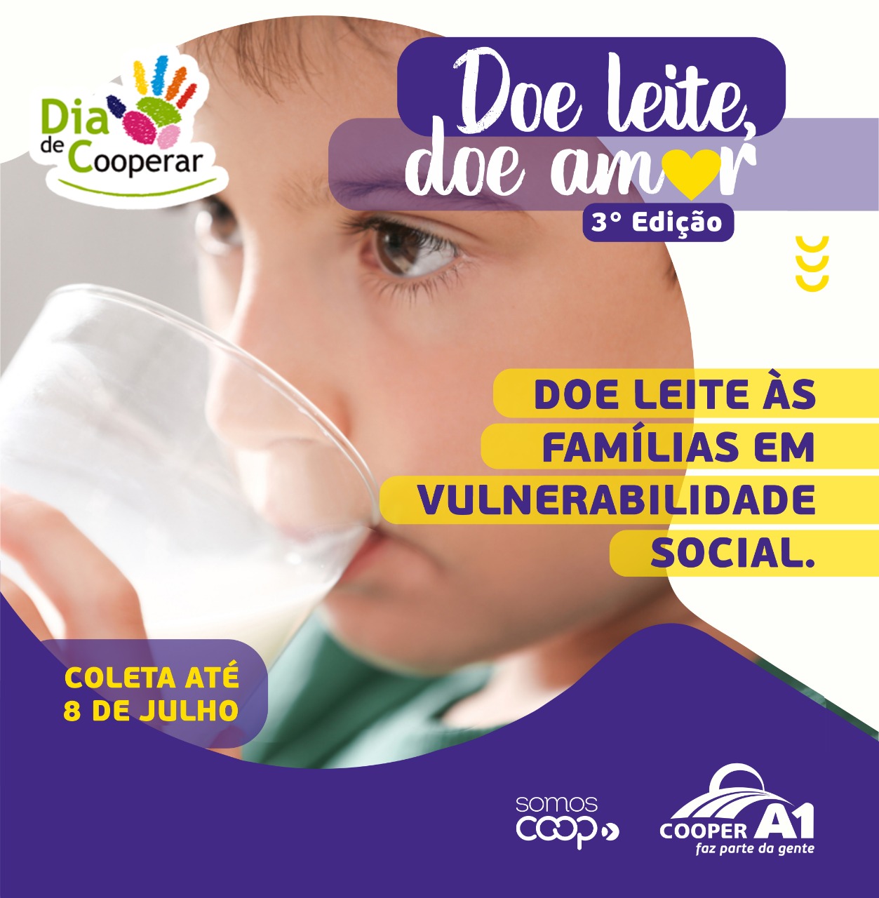 DOE LEITE, DOE AMOR: Cooper A1 inicia 3ª ano da campanha de doação de leite